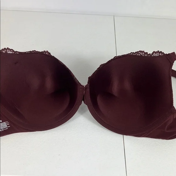 Skims 42D Fits Everybody Lace Push Up Bra Demi Oxblood NWT - Picture 7 of 8